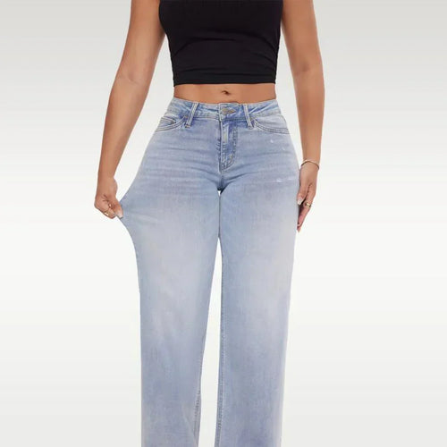 Mid-Low Rise Stretch Wide-Leg Baggy Jeans